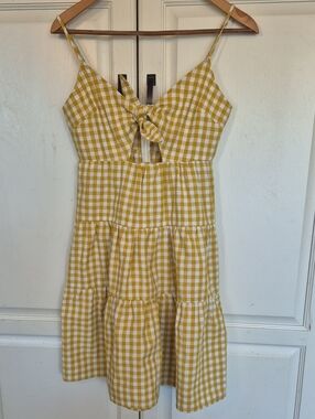 English Factory Yellow and White Gingham Dress